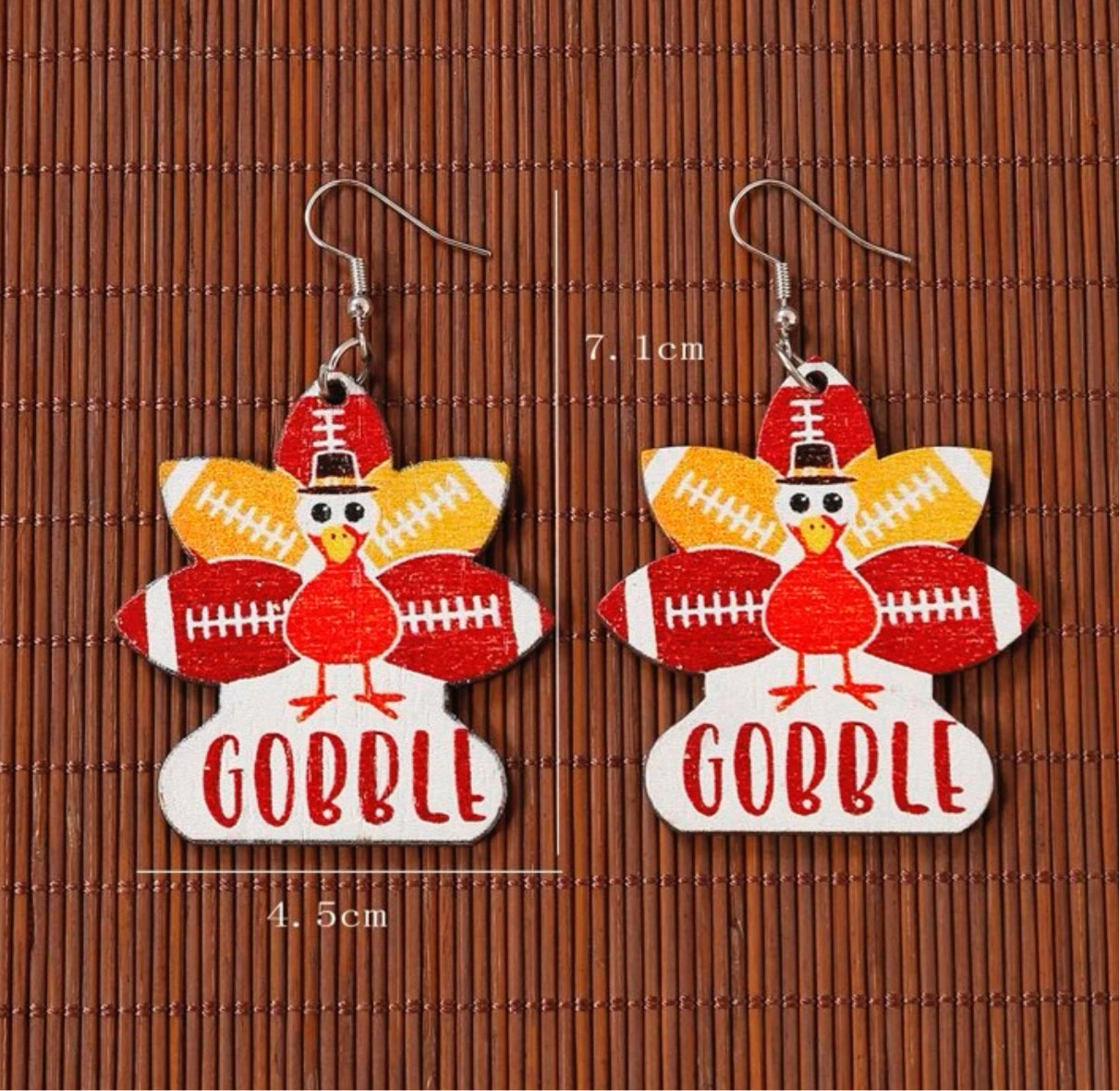 Gobble Earrings - Thanksgiving Earrings, Thanksgiving Accessories, Turkey Trot, Football Earrings - Rhythms of Grace Creative