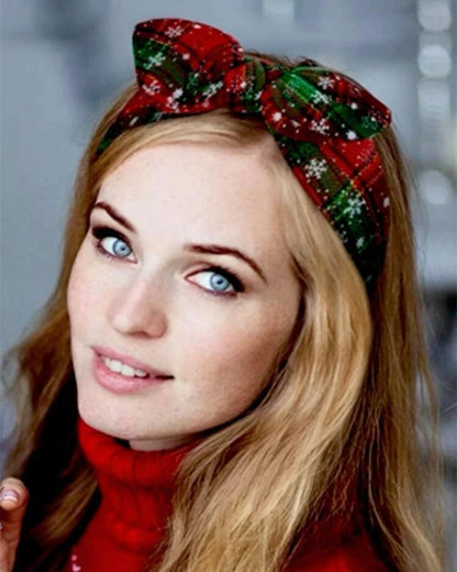 Christmas Topknot Headband - Handmade Headpiece, Plaid Headpiece, Holiday Headband, Red and Green Headbands - Rhythms of Grace Creative