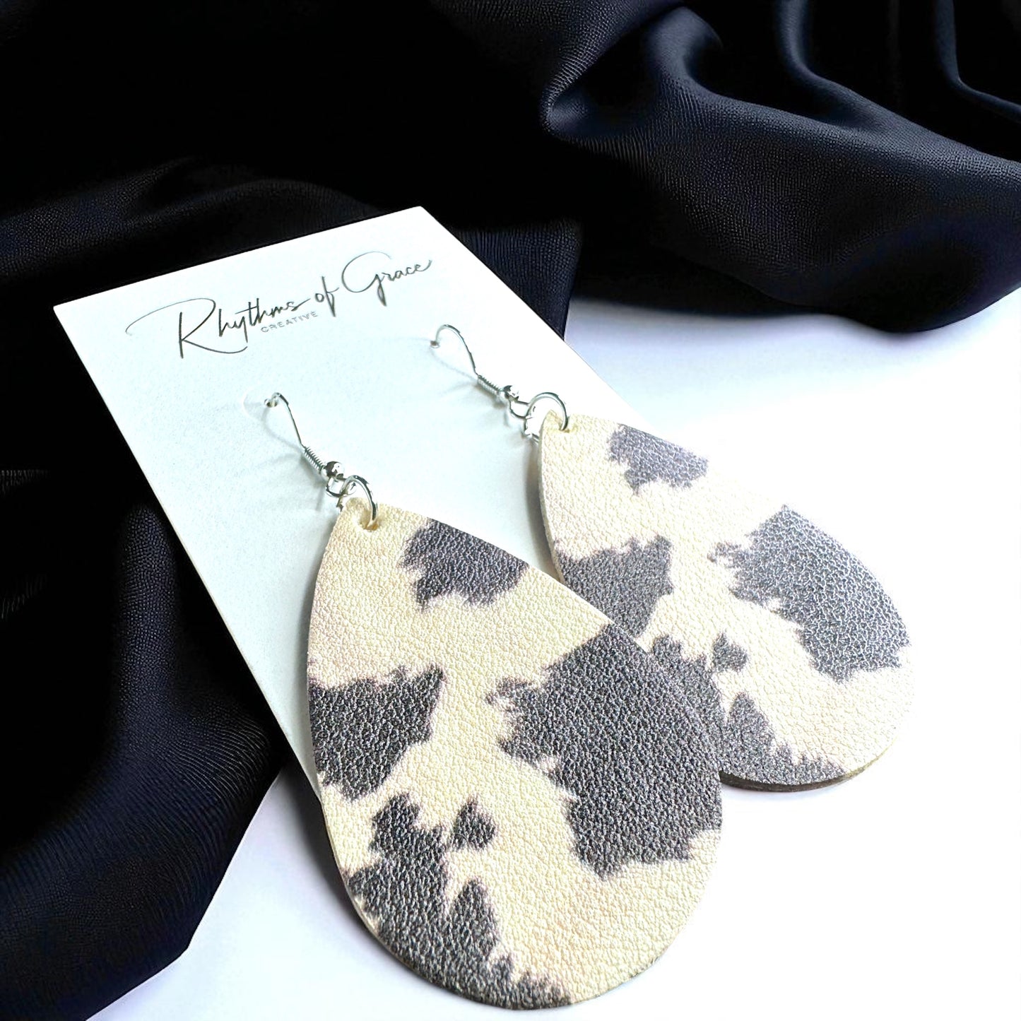 Cow Print Teardrop Earrings – Chic, Cowgirl, & Totally Rodeo Ready!