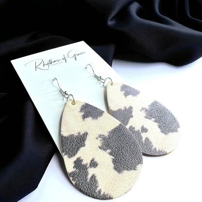 Cow Print Teardrop Earrings – Chic, Cowgirl, & Totally Rodeo Ready!