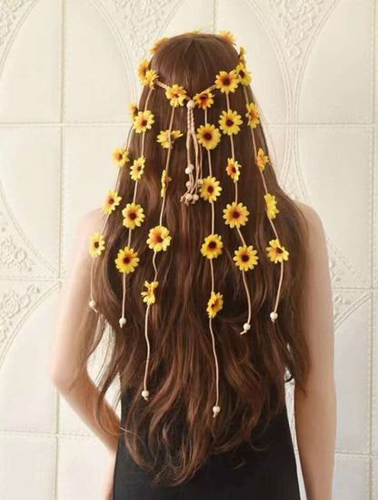 Flower Child Headband - Floral Headpiece, Flower Headband, Flower Headpiece, Sunflower Headpiece - Rhythms of Grace Creative