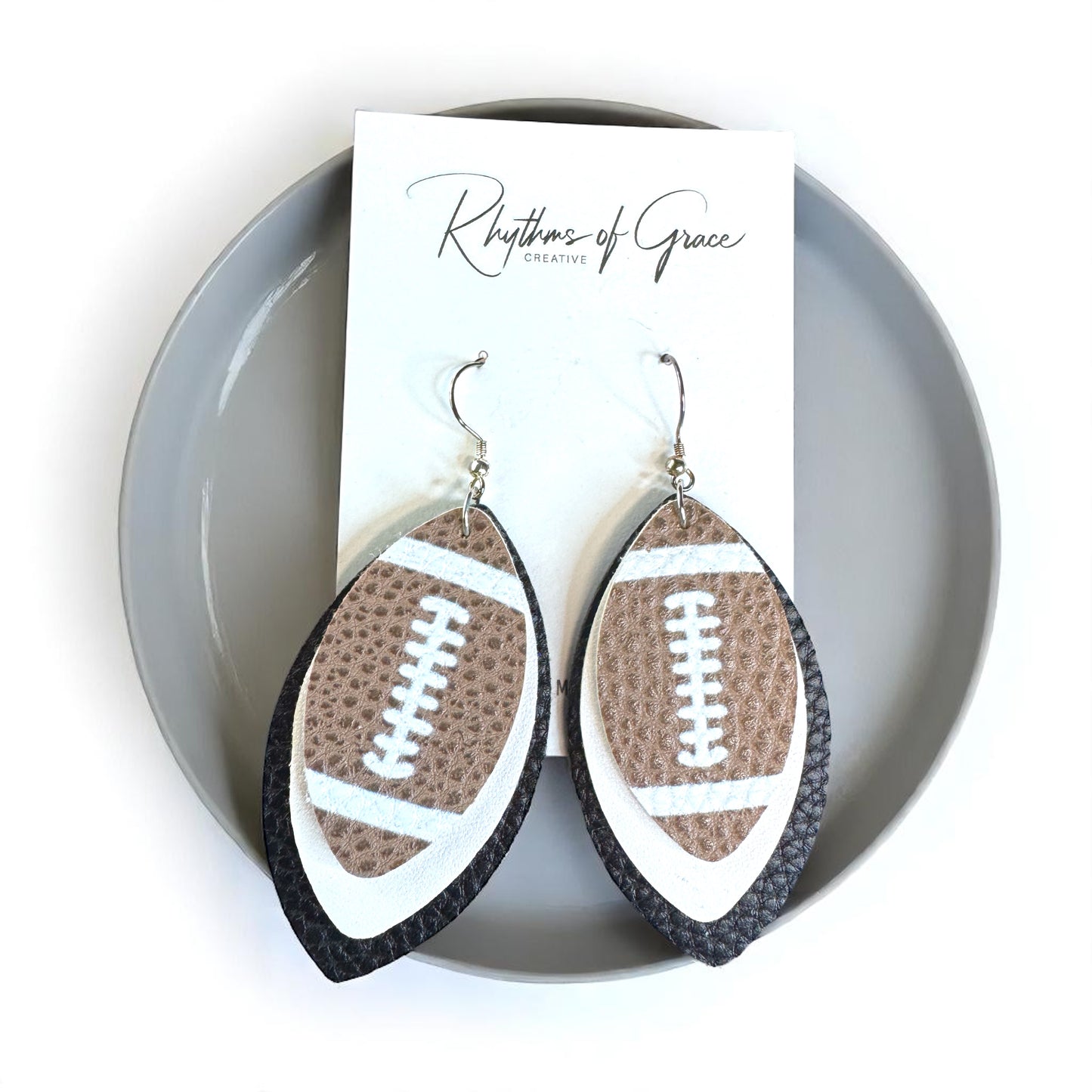 Game Day Glam: Black and White Football Earrings for the Ultimate Fan!