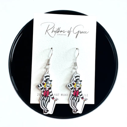 Beetlejuice, Beetlejuice, Beetlejuice: Spooky Chic Beetlejuice Dangle Earrings!