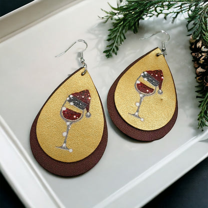 Festive Wine Earrings - Holiday Cheer in Two Stylish Designs!🍷