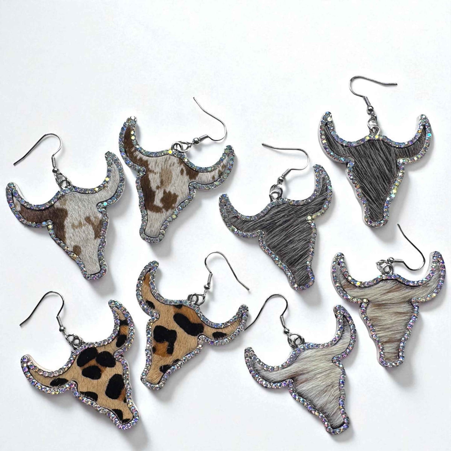 Giddy Up Glam: Rhinestone Longhorn Dangle Earrings