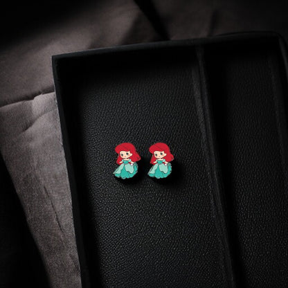 Enchanting Cartoon Princess Stud Earrings - Sparkle Like Royalty! 👑