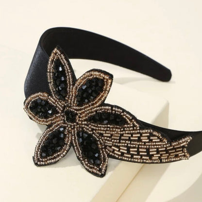 Beaded Black and Gold Headband - Handmade Headpiece, New Orleans Headband, Holiday Headpiece, Beaded Headband - Rhythms of Grace Creative