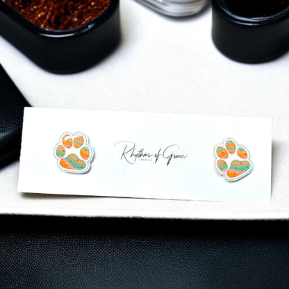 Vibrant Paw Print Studs – A Purr-fect Gift!