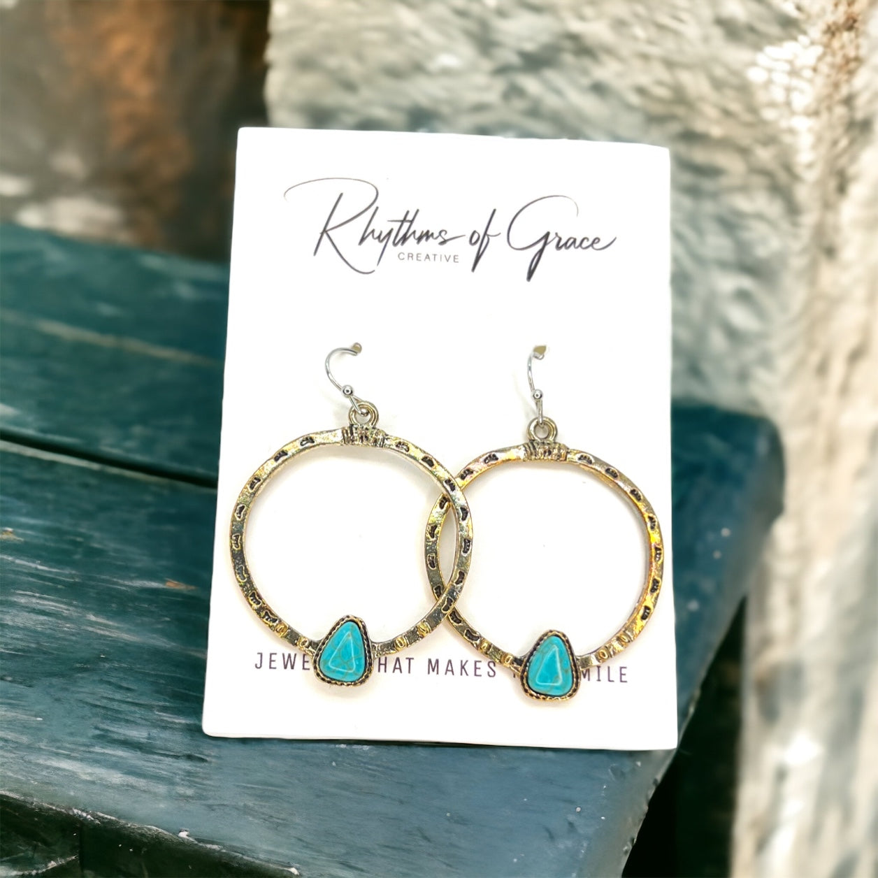 Western Earrings - Silver Earrings, Handmade Earrings, Turquoise Earrings, Motivational Gift - Rhythms of Grace Creative