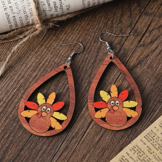 Turkey Earrings - Thanksgiving Earrings, Thanksgiving Accessories, Turkey Trot, Turkey Accessories - Rhythms of Grace Creative