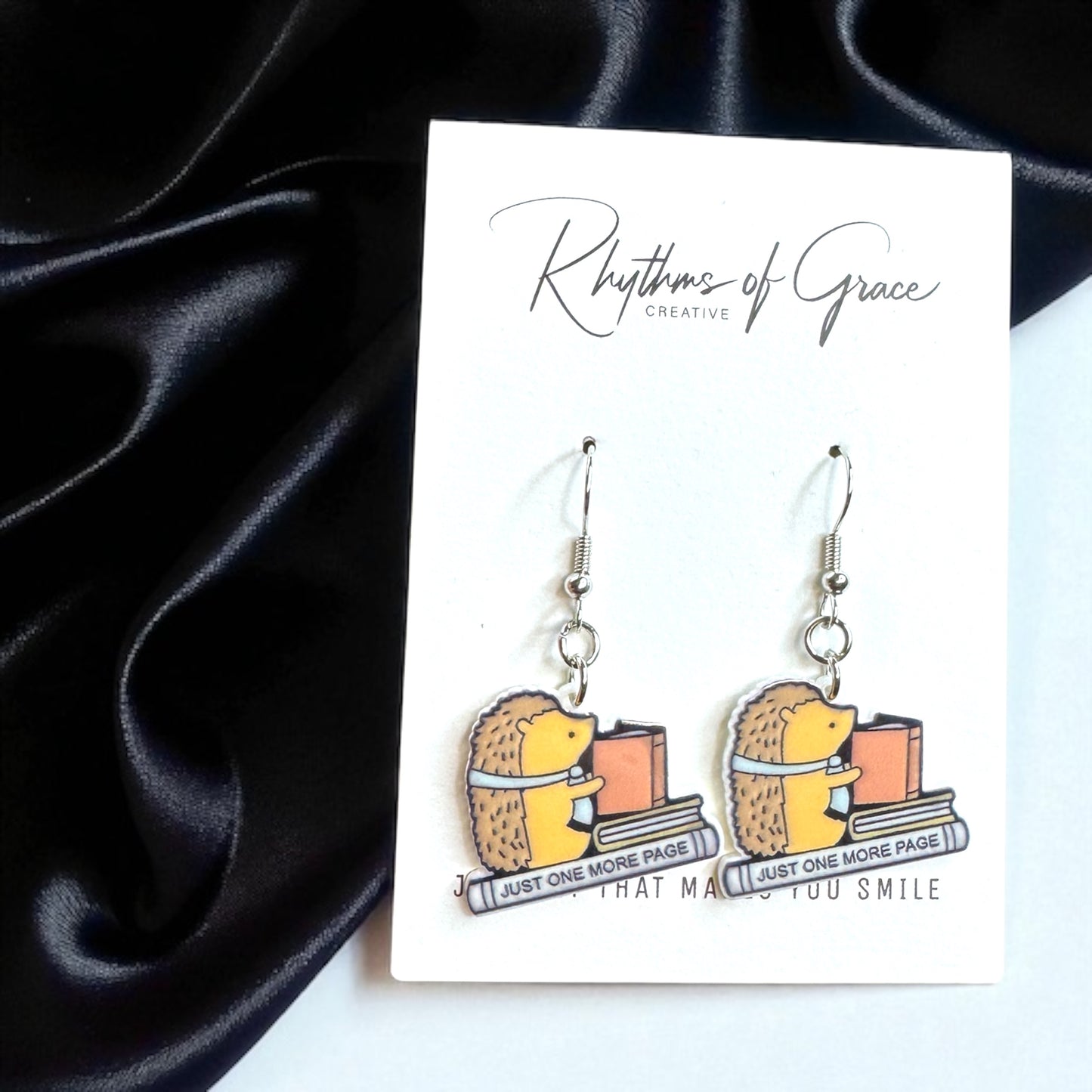 Hedgehog Reading Earrings - Adorable Librarian Jewelry for Book Lovers!