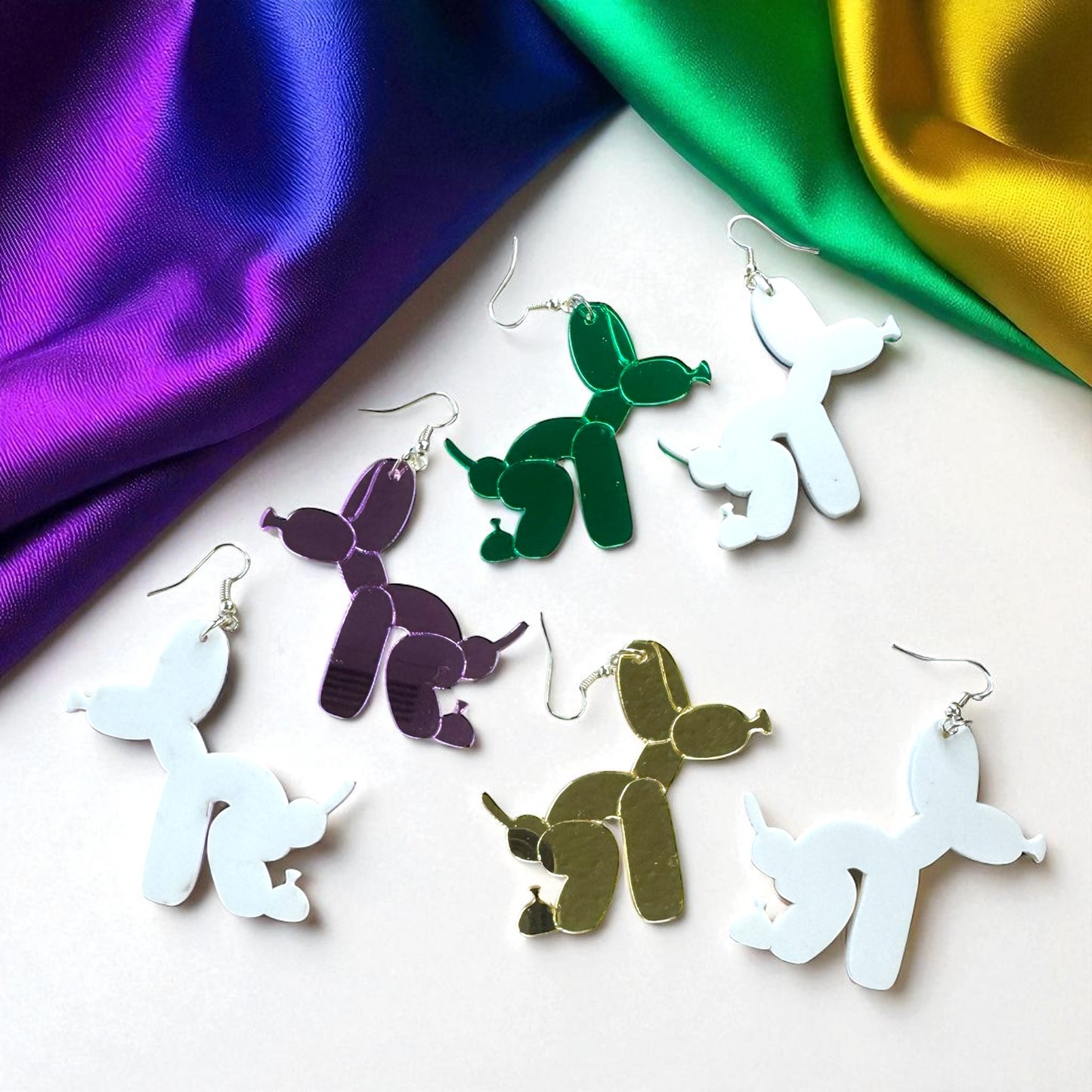 Paw-sitively Fun Mardi Gras Balloon Dog Earrings – Pooping Playfulness in Every Color! - Rhythms of Grace Creative