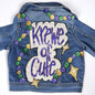 Hand-Painted Mardi Gras Jean Jacket - "Krewe of Cute" (Toddler 3T)