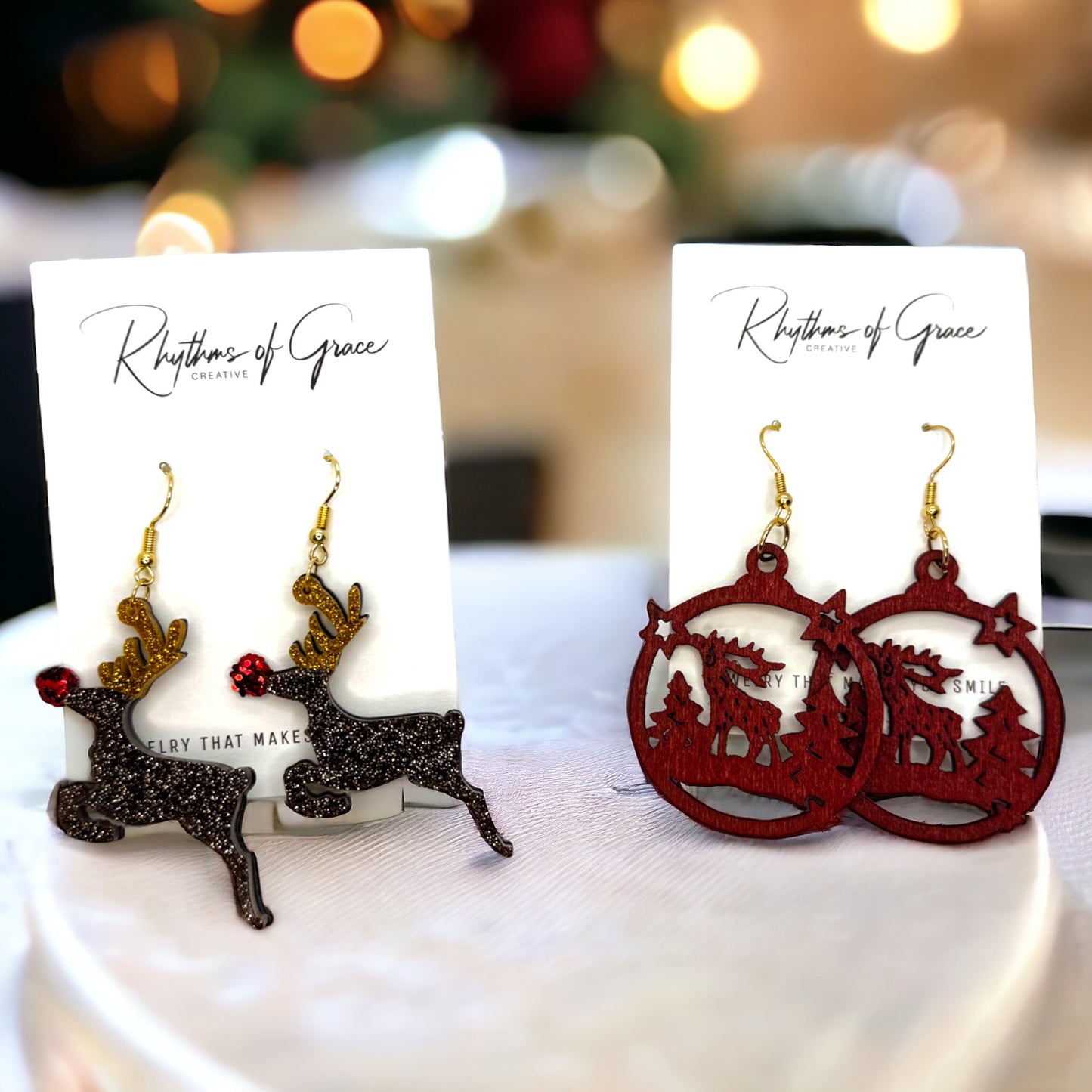 Sparkle Like Rudolph – Festive Glitter Reindeer Earrings 🦌