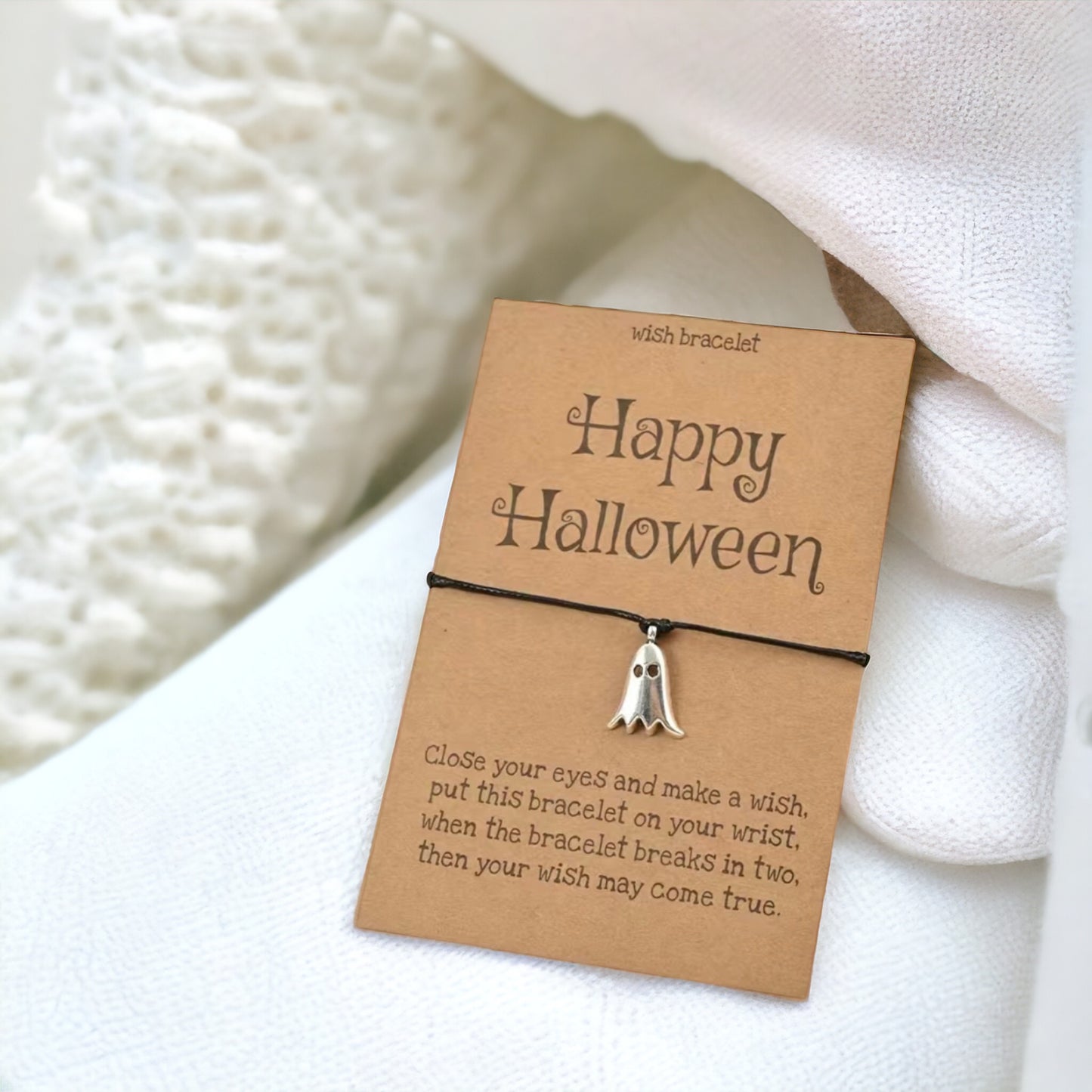 Spellbinding Halloween Wish Bracelet with Silver Ghost Charm! 👻
