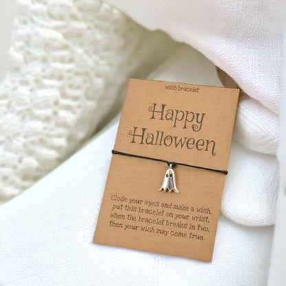 Spellbinding Halloween Wish Bracelet with Silver Ghost Charm! 👻