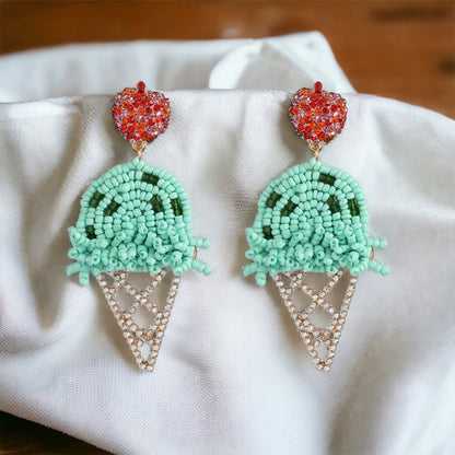 Sweet Treat: Rhinestone Ice Cream Cone Earrings