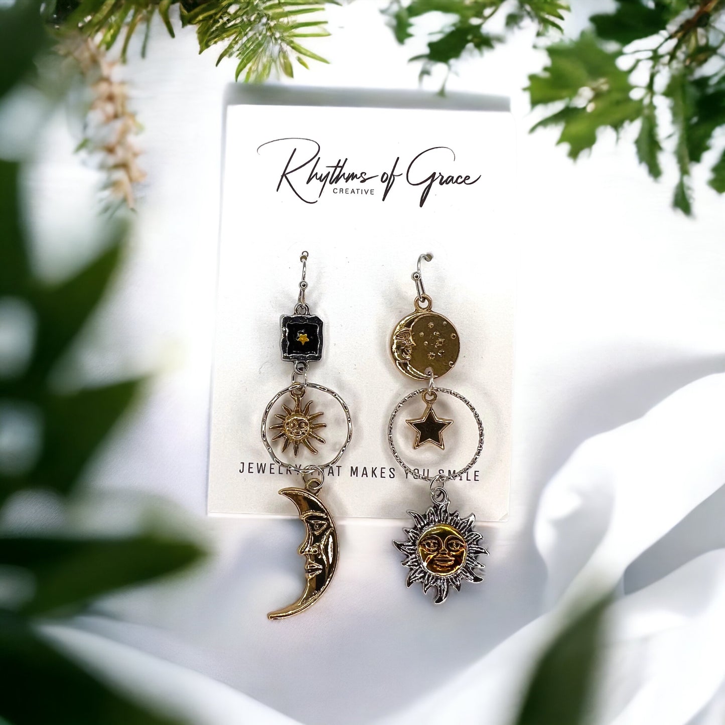Celestial Earrings: Dance with the Sun and Moon! 🌙☀️ - Rhythms of Grace Creative