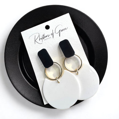 Chic & Cheerful: Black & White Dangle Earrings