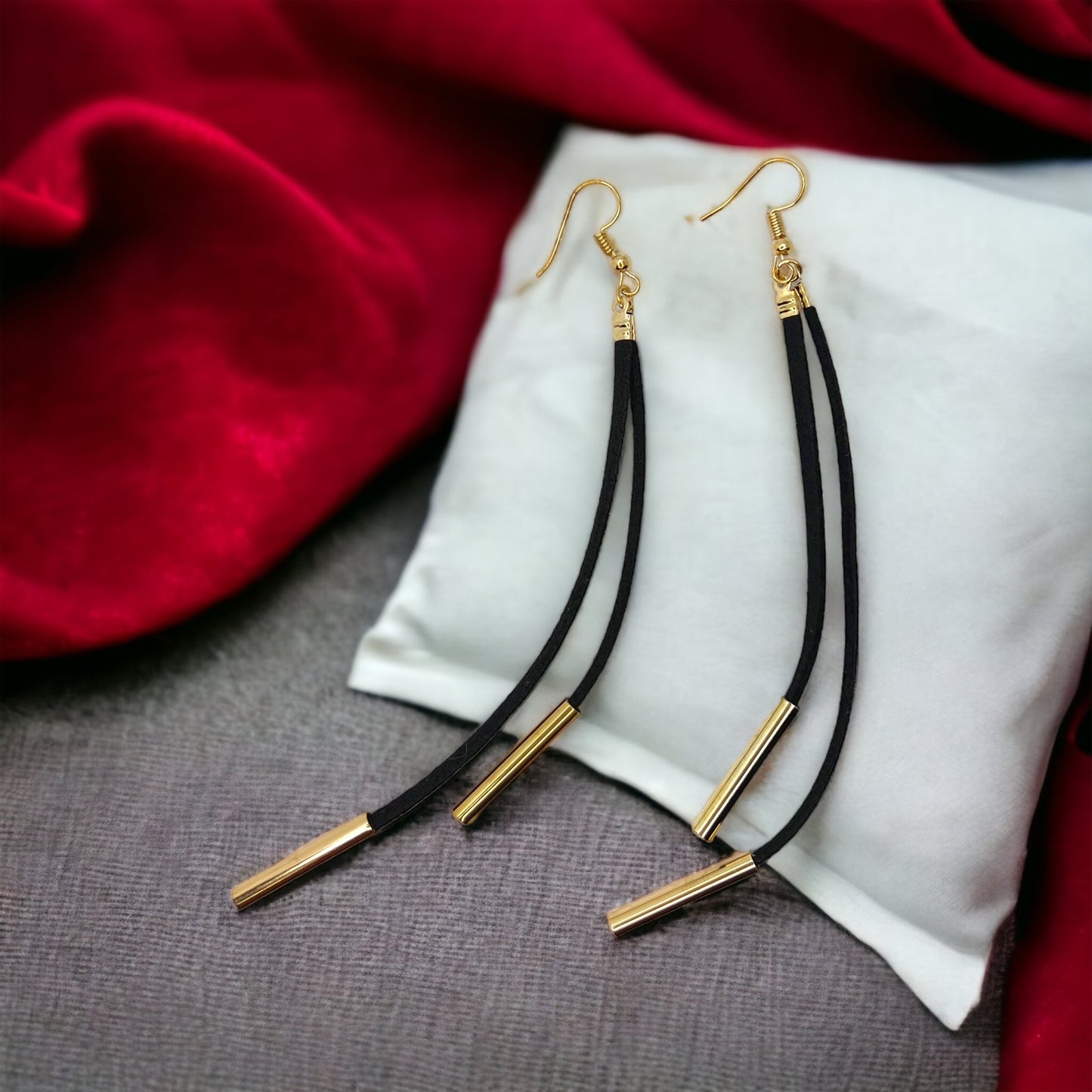 Black Fringe Earrrings - Black and Gold, Friendship Gift, Black Earrings, Dangle Earrings - Rhythms of Grace Creative
