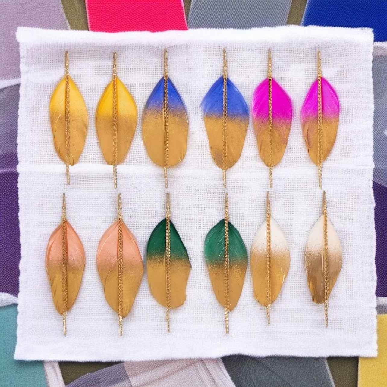 Gold Dipped Feather Earrings: Dance Into the Festivity!