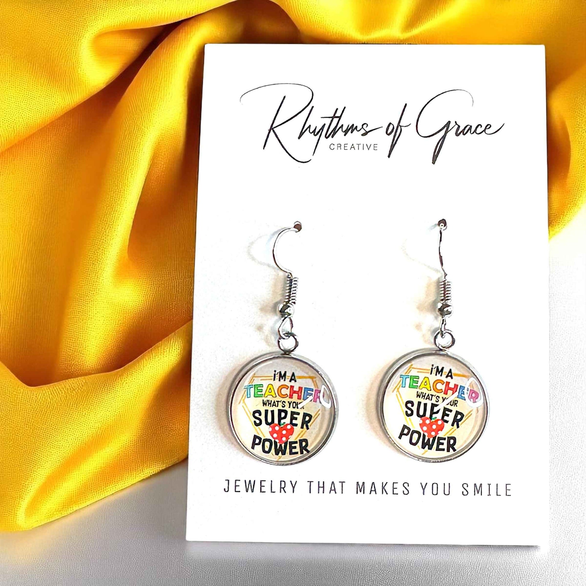 Inspire & Shine with Teacher Cabochon Dangle Earrings!