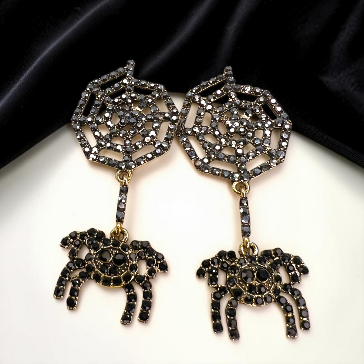 Enchanting Rhinestone Spider Earrings - Spooktacular Style for Every Occasion!