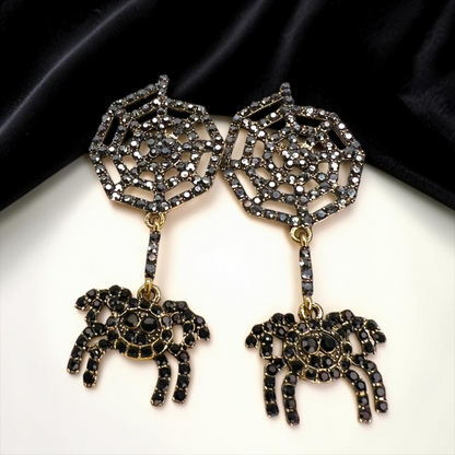 Enchanting Rhinestone Spider Earrings - Spooktacular Style for Every Occasion!