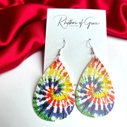 Radiant Rainbow Tie Dye Earrings – Celebrate with Color!