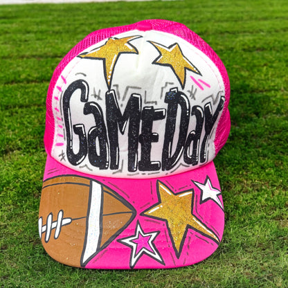 Handpainted Mesh Back Trucker Hat - Score Big with Style! 🎉