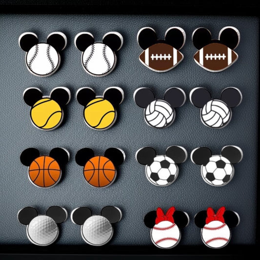 Mouse Ears Sports Stud Earrings: Jewelry for Athletes and Theme Park Lovers! 