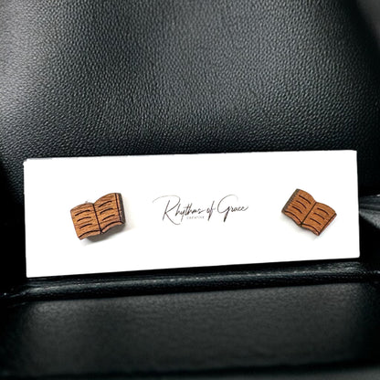 Wooden Book Club Stud Earrings - A Novel Touch to Your Style!