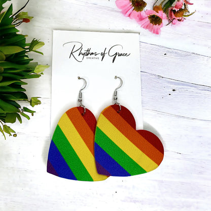 Rainbow Heart Dangle Earrings – Wear Your Pride! 🏳️‍🌈