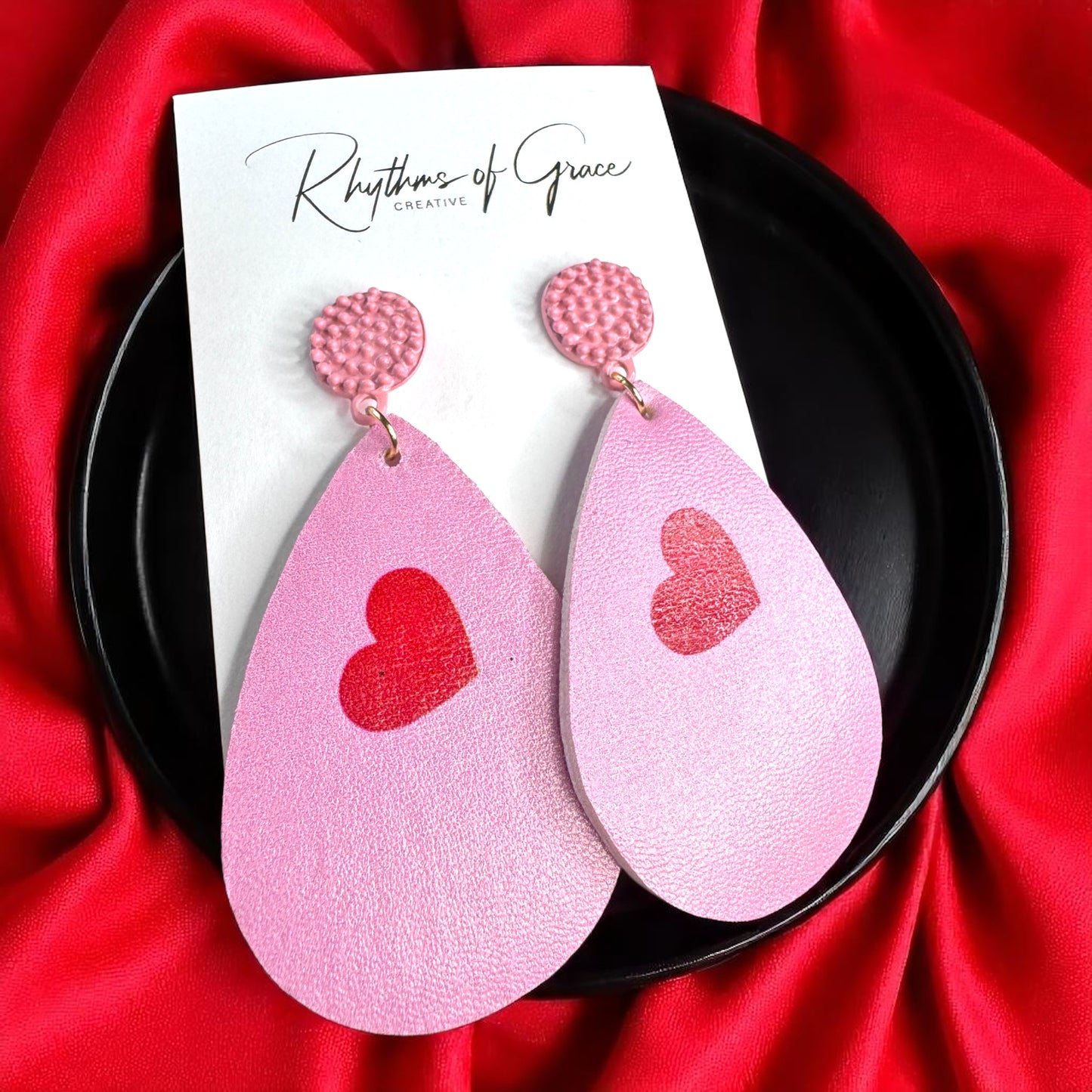 Teardrop Faux Leather Heart Earrings – Two Stunning Styles