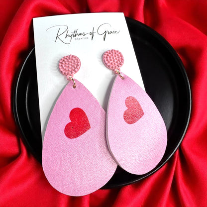 Teardrop Faux Leather Heart Earrings – Two Stunning Styles