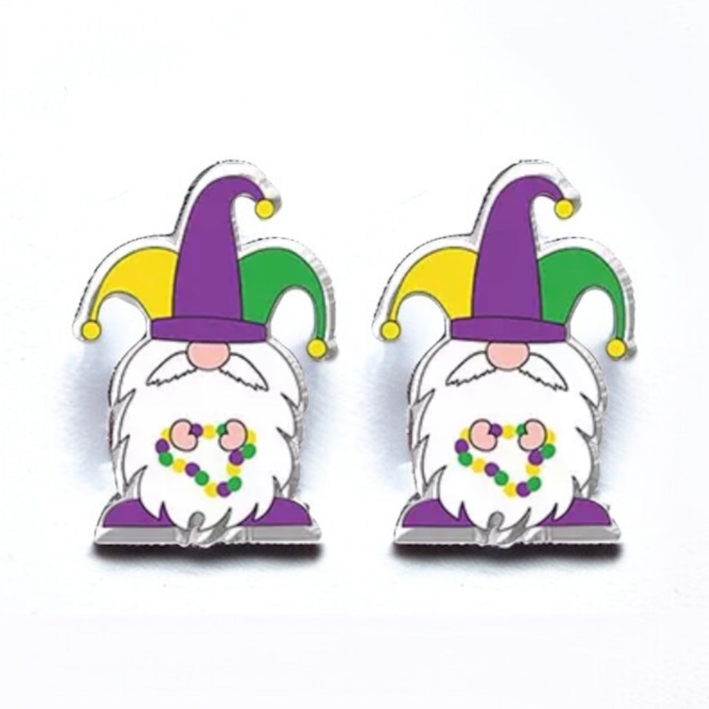 Celebrate Mardi Gras in Style with Gnome Stud Earrings!