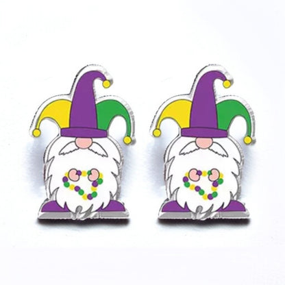 Celebrate Mardi Gras in Style with Gnome Stud Earrings!