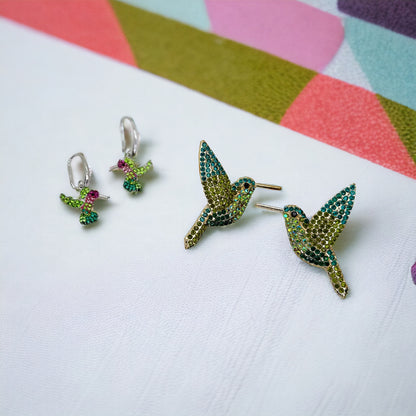 Sparkling Hummingbird Earrings - Nature's Artistry in Your Ears! 