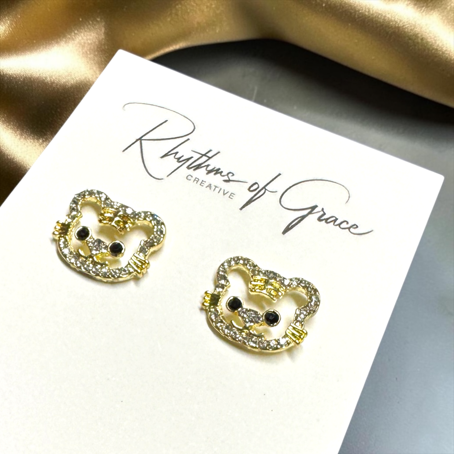 Roar in Style: Rhinestone Tiger Stud Earrings