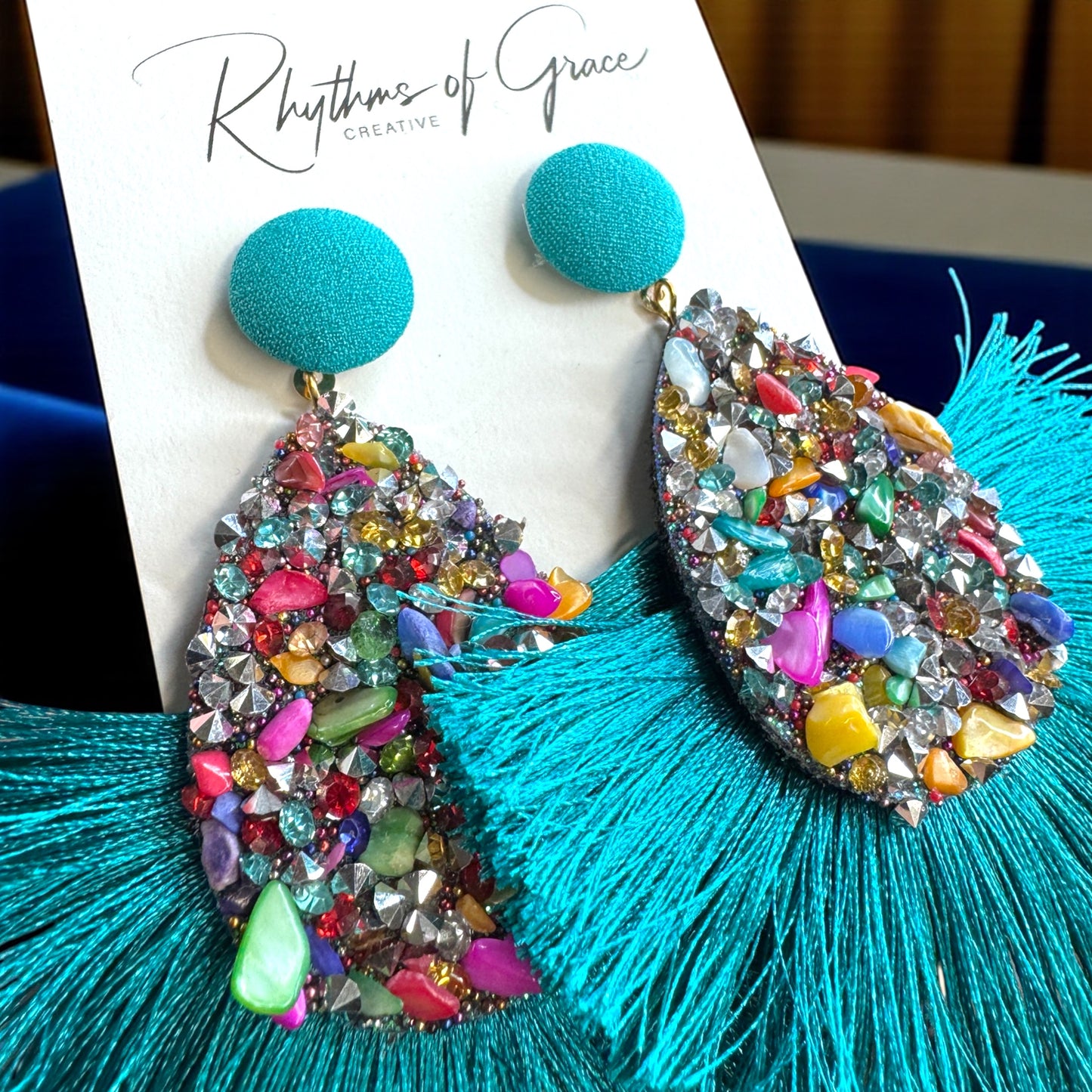 Vibrant Teal Tassel Earrings – Festival Ready