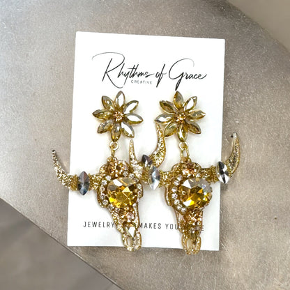 Stunning Western Inspired Rhinestone Dangle Earrings - Boho Jewelry Statement Piece