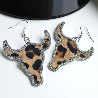 Giddy Up Glam: Rhinestone Longhorn Dangle Earrings