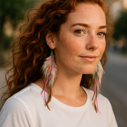 Colorful Boho Chic Feather & Beaded Tassel Dangle Earrings – Two Gorgeous Color Combos!