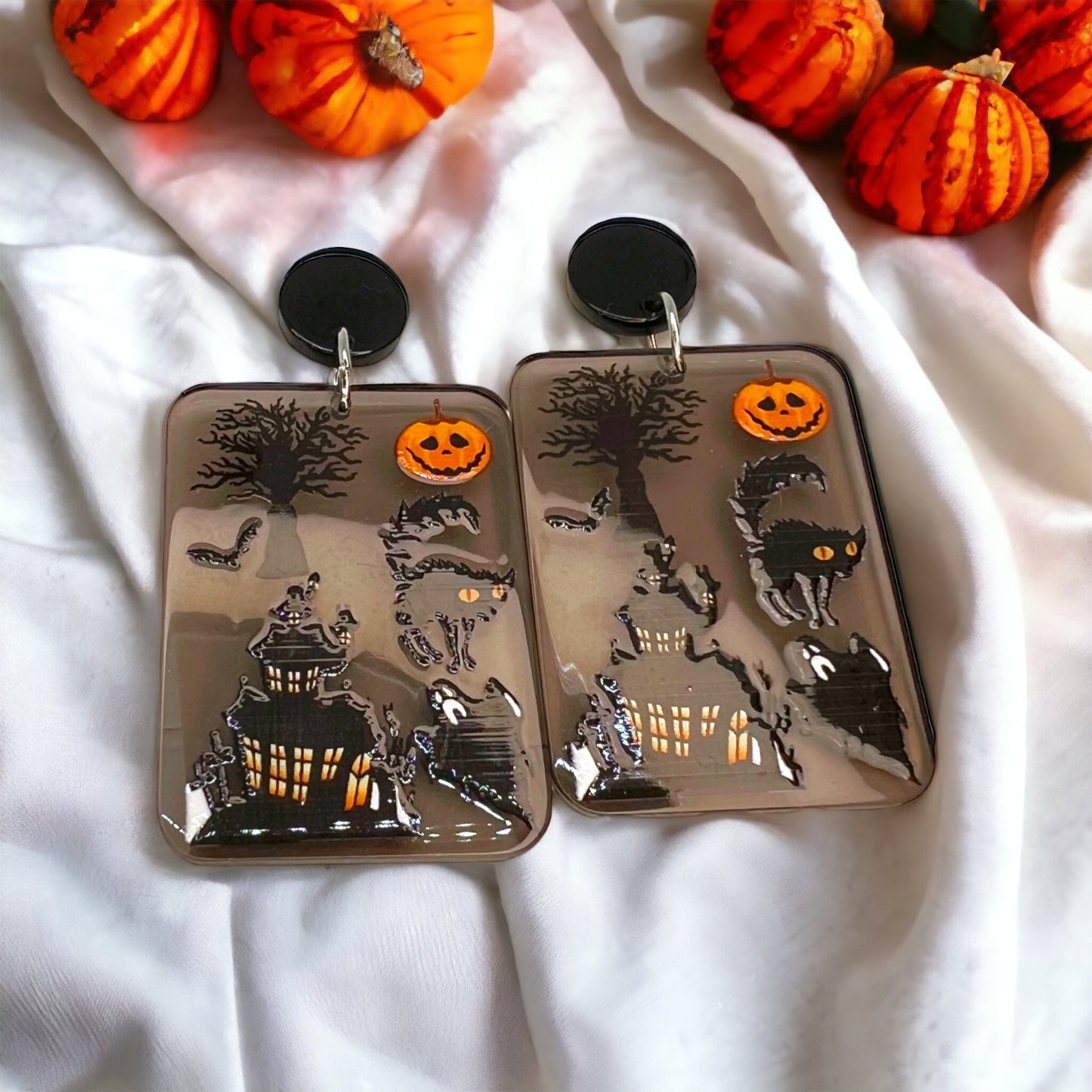 Halloween Earrings - Halloween Jewelry, Haunted House, Halloween Accessories, Trick or Treat, Halloween Costume - Rhythms of Grace Creative