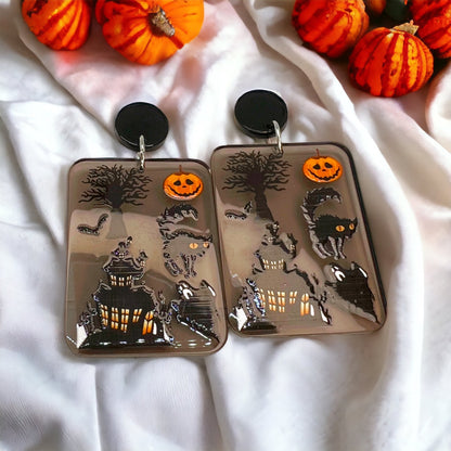 Halloween Earrings - Halloween Jewelry, Haunted House, Halloween Accessories, Trick or Treat, Halloween Costume - Rhythms of Grace Creative