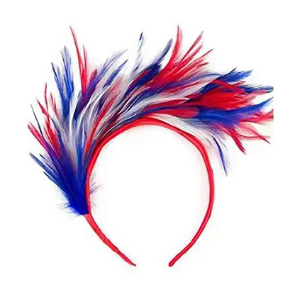 Patriotic Feather Headband - Red, White & Blue, Stars and Stripes