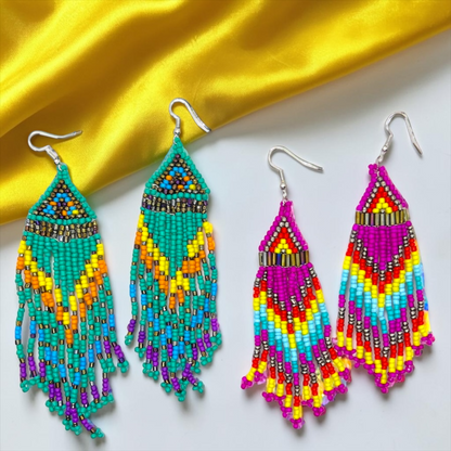 Festival Babe Beaded Fringe Earrings | Bold Boho Statement Earrings | Western Boutique Jewelry