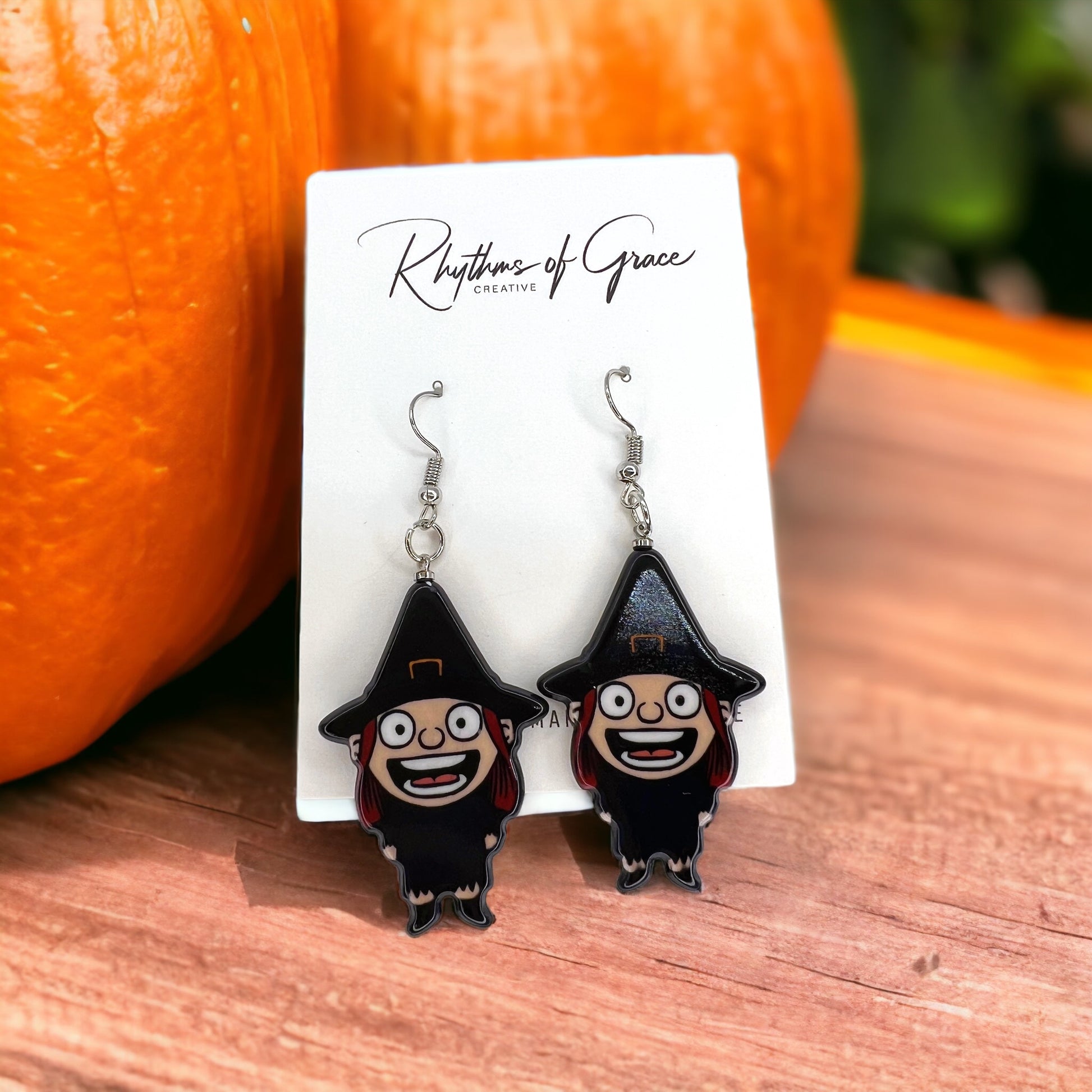 Halloween Earrings - Halloween Accessories, Witch Earrings, Not So Scary, Pumpkin Earrings, Scream Ghost - Rhythms of Grace Creative