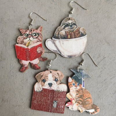 Back to School Animal Teacher Earrings – Cat, Dog, Sloth & Grad Designs | Fun Teacher Accessories - Rhythms of Grace Creative