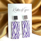 Show Your Stripes: Purple & White Tiger Stripe Dangle Earrings 🐯💜